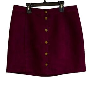 Old Navy faux suede purple button front mini skirt women 12